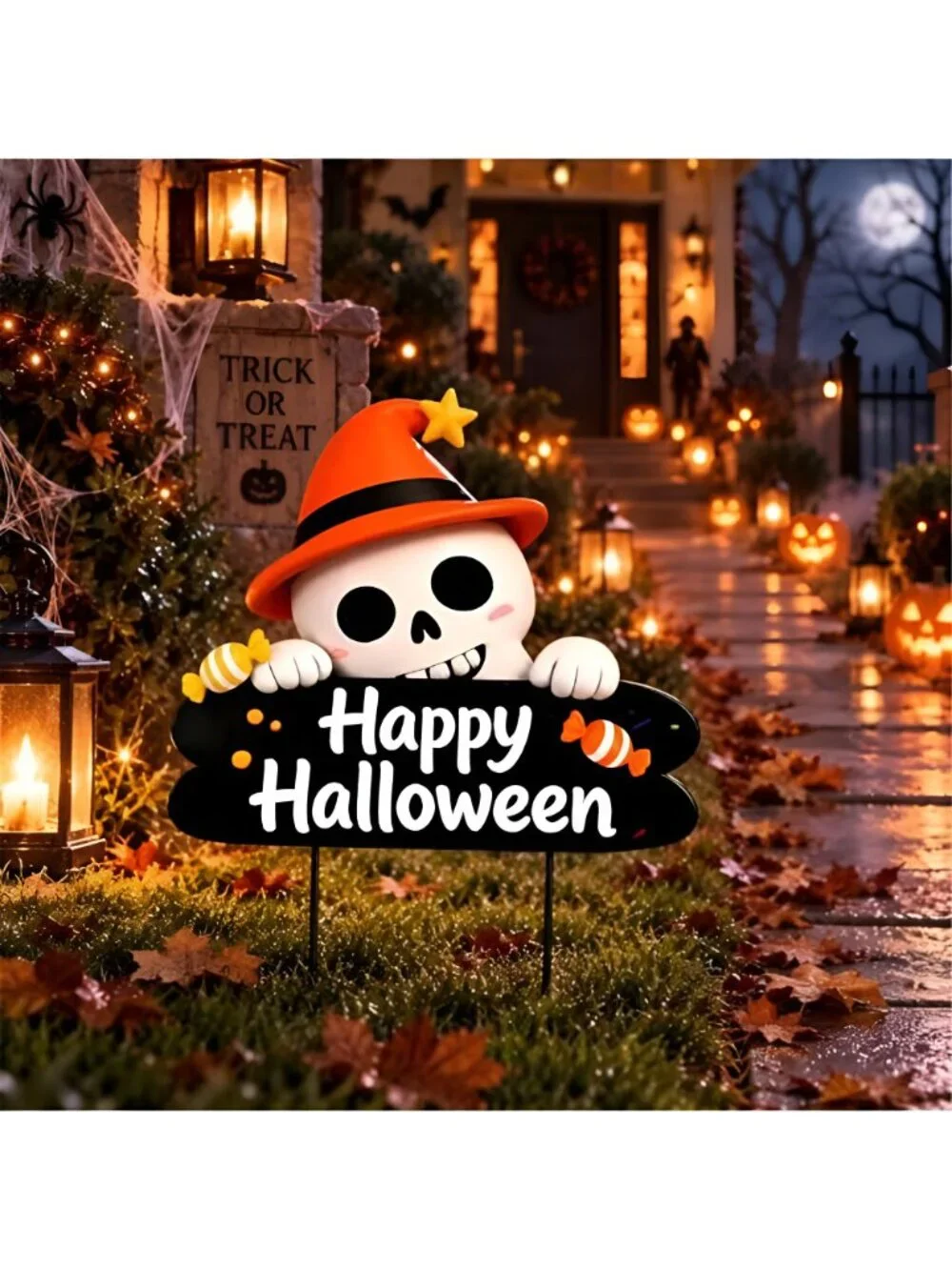 Metal Halloween Yard Stake Skeleton Outdoor Decorations